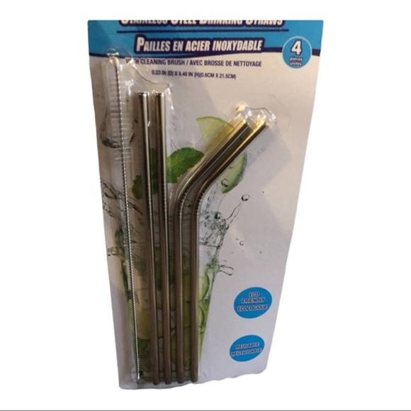 5piece stainless steel eco friendly‎ reusable straw set with cleaning brush set - Picture 3 of 5